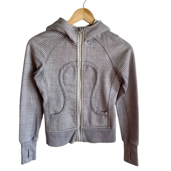 Lululemon Scuba Hoodie Size 2 Glen Check Polar Cream Silver Slate Gray - Picture 2 of 13